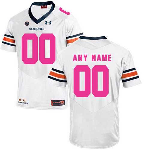 Mens Auburn Tigers White Customized 2018 Breast Cancer Awareness College